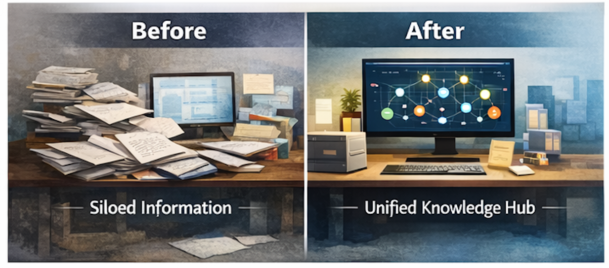 Before and after comparison of knowledge management